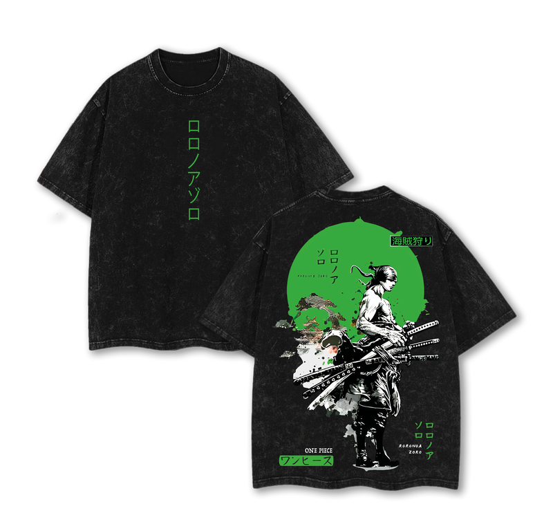 Roronoa Zoro Tshirt - Vintage Oversized Double Sided Anime Graphic T-Shirt