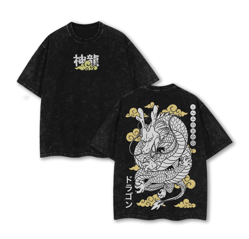 Shenron Vintage Washed Oversized T-Shirt – DBZ Anime Graphic Tee
