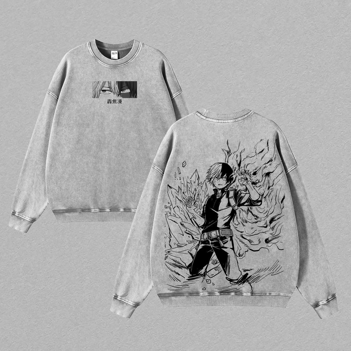 Retro Vintage Limited Shoto Figure - My Hero Academia Anime Double Printed Oversized Washed Tee Unisex Oversize Anime Manga Acid Washed Lightweight Cotton T-Shirt, Anime Lover