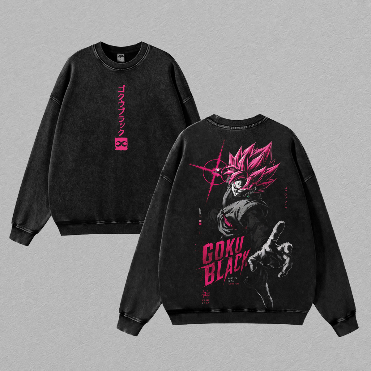 Rosé Saiyan Villain Kakarot Black x Zamasu Fused DBS Anime Graphic Vintage Shirt, Crimson Aura Dark Warrior Double Printed Tee Heavyweight Cotton Streetwear