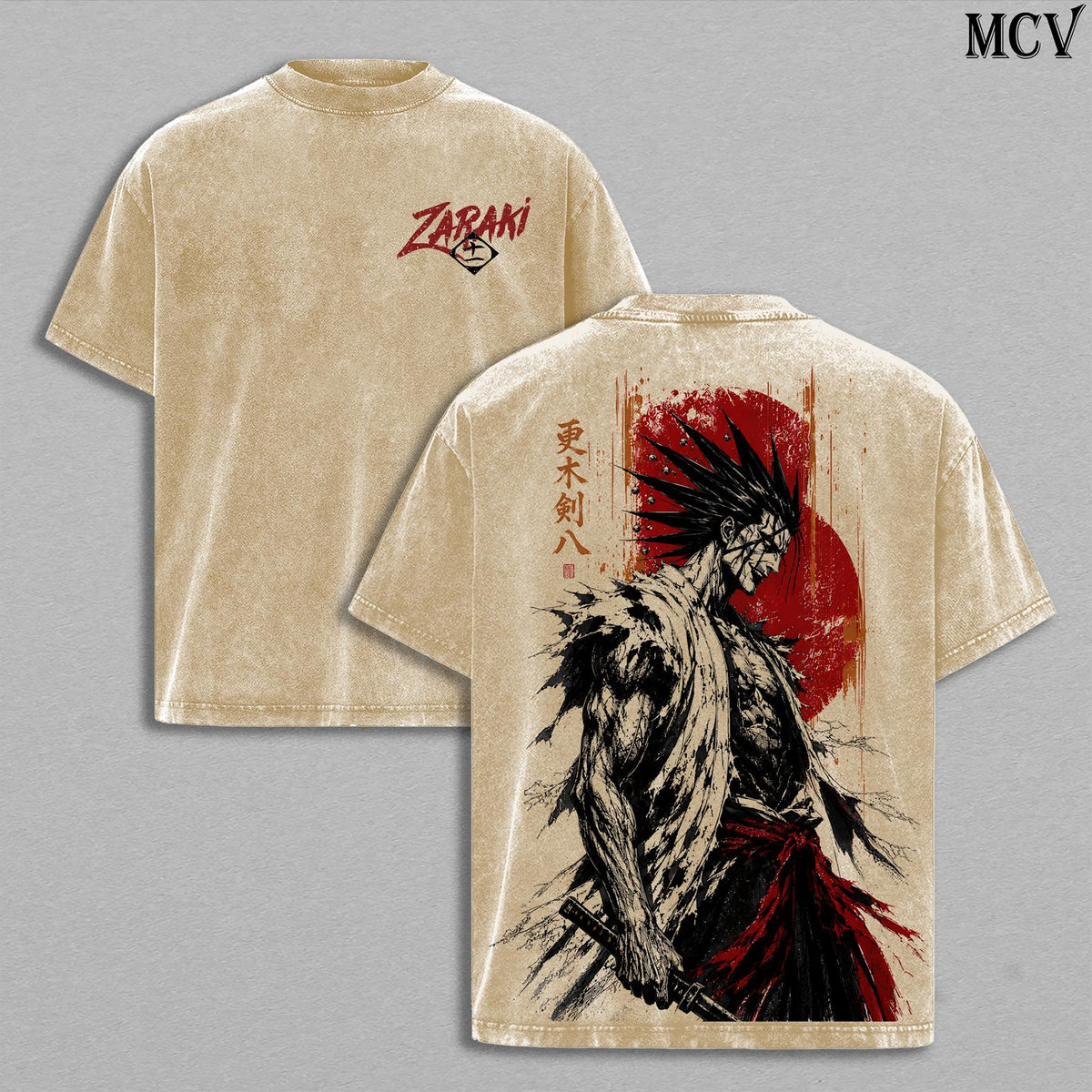 Zaraki Kenpachi Bleach Tee – Kenpachi Zaraki Vintage Washed T-Shirt | Battle Maniac | 11th Division Captain | Thousand-Year Blood War Final Part | The Calamity Anime Manga Graphic Tee | Heavy Cotton Unisex Oversized Streetwear Top