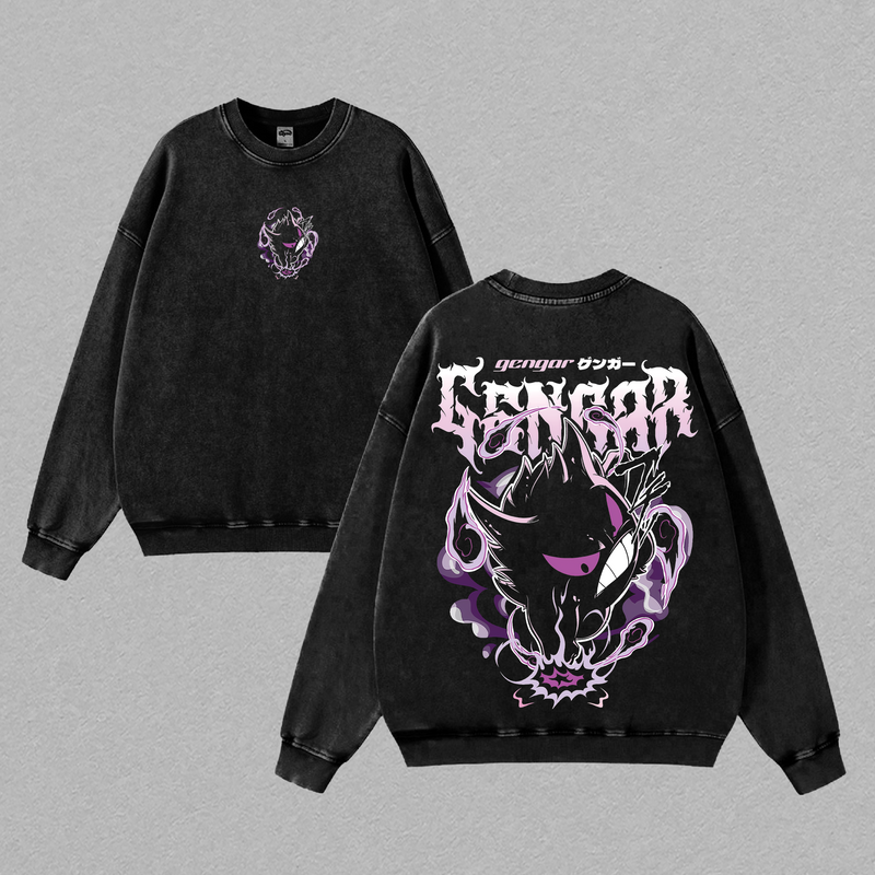 Retro 90s Gengar BLACK PURPLE Ghost Bleach Tee Graphic Tee