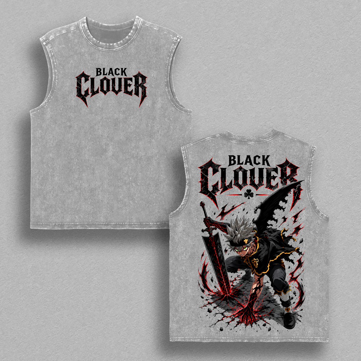 Asta Black Clover T-Shirt, Anime Graphic Back Print Tee, Vintage Washed Oversized Heavyweight Cotton Shirt, Black Clover Streetwear, Unisex Anime Fashion, Distressed Graphic Tee, Gift for Anime Fans