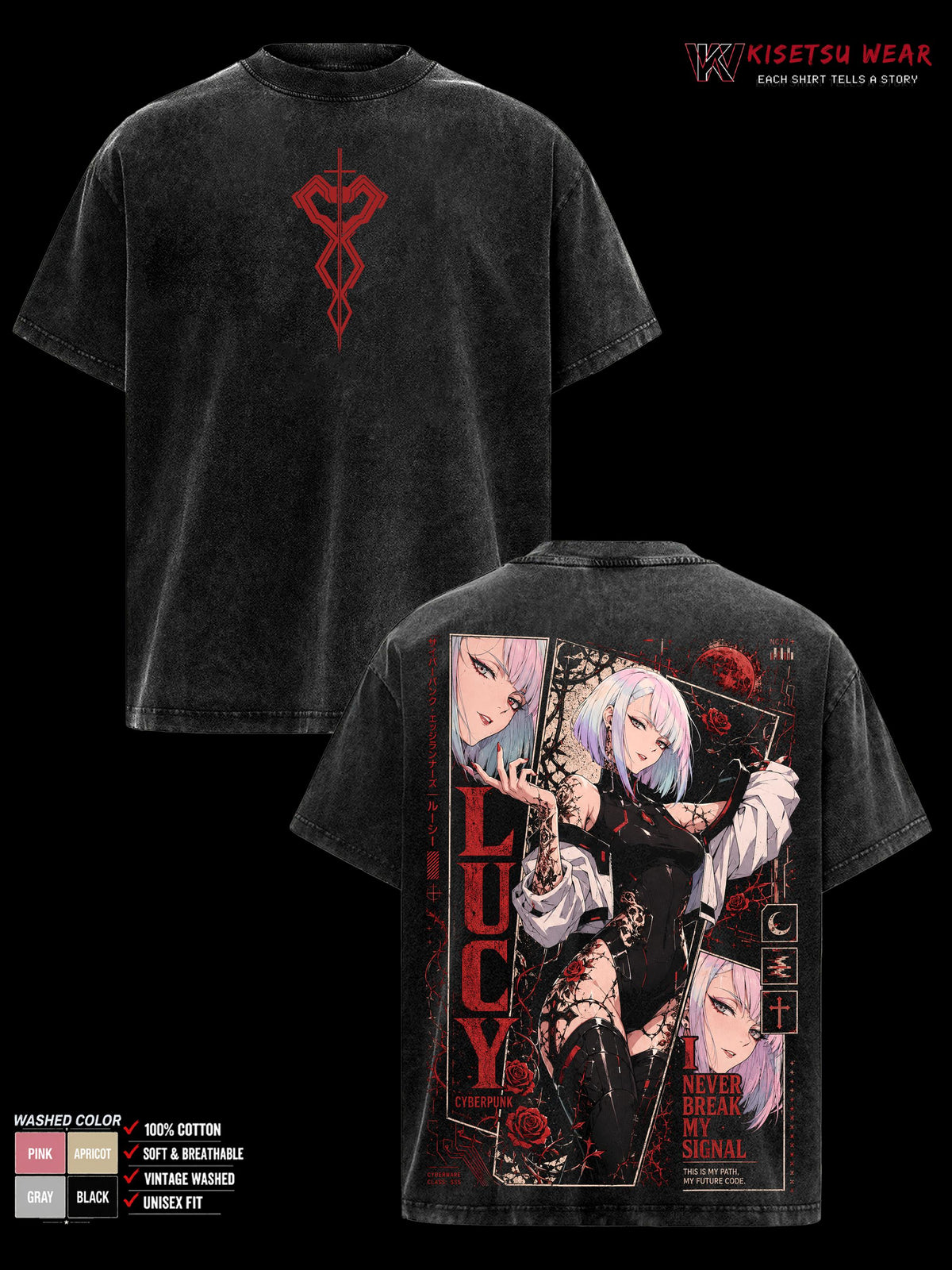 Lucy Cyberpunk Shirt, Edgerunners Graphic Tee, Vintage Oversized Anime Top