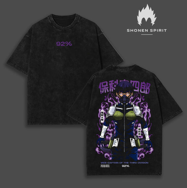 "Vice-Captain of the Third Division" Soshiro Hoshina - Kaiju No. 8 Anime Double Printed Vintage Washed Unisex Oversize Anime Manga Washed Heavyweight Cotton T-shirt, gifts For Anime Fan, Anime Lover