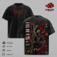 Igris Solo Leveling Vintage Washed T-Shirt Blood Red Commander Anime Graphic Tee Shadow Knight Streetwear Oversized Shirt Gift for Solo Leveling Fans Apparel Classic