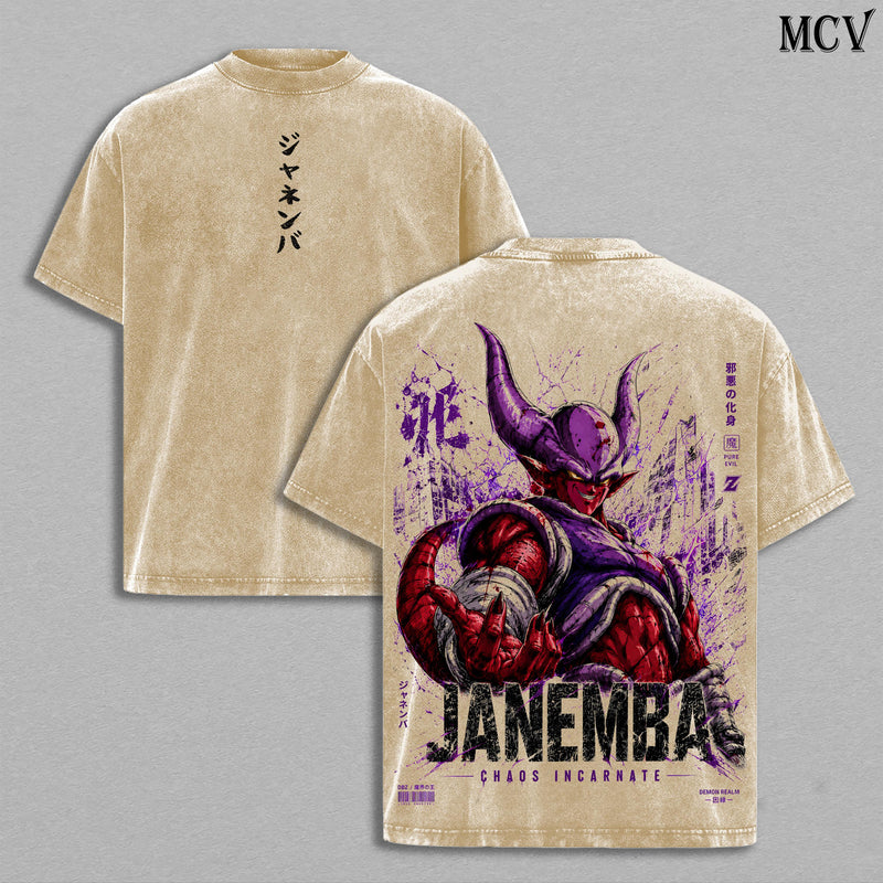 Janemba DBZ Tee – Janemba Vintage Washed T-Shirt | Demon of Evil | Fusion Reborn | Anime Manga Graphic Tee | Heavy Cotton Unisex Oversized Streetwear Top