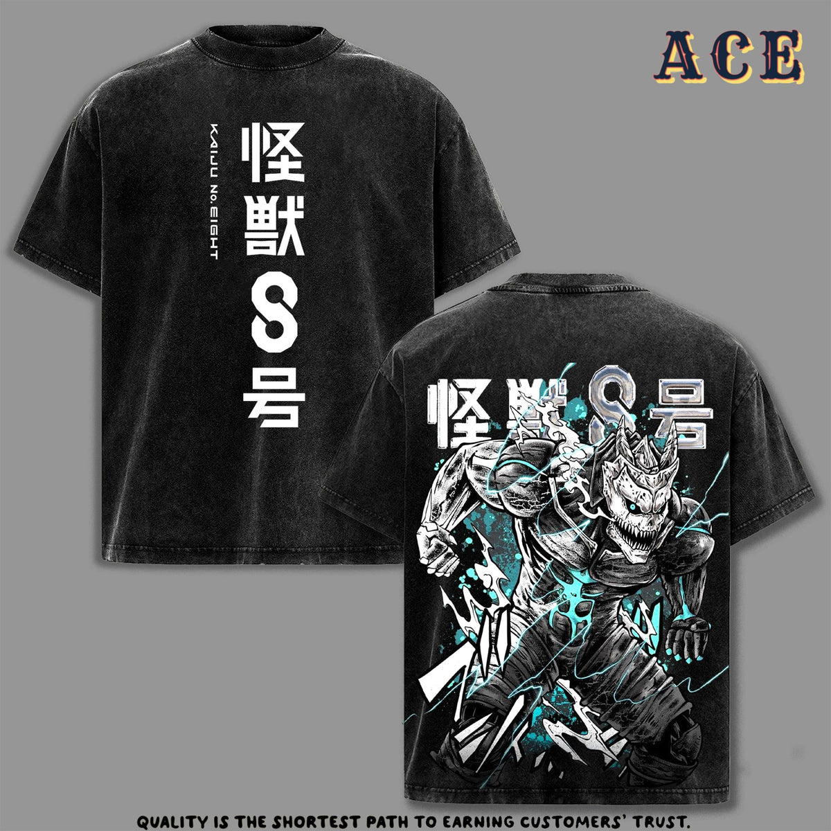 Kafka Hibino Vintage Washed Tee, Kaiju No. 8 Double Printed Oversized Heavyweight Anime T-Shirt, Unisex Streetwear, Kaiju Form Edition