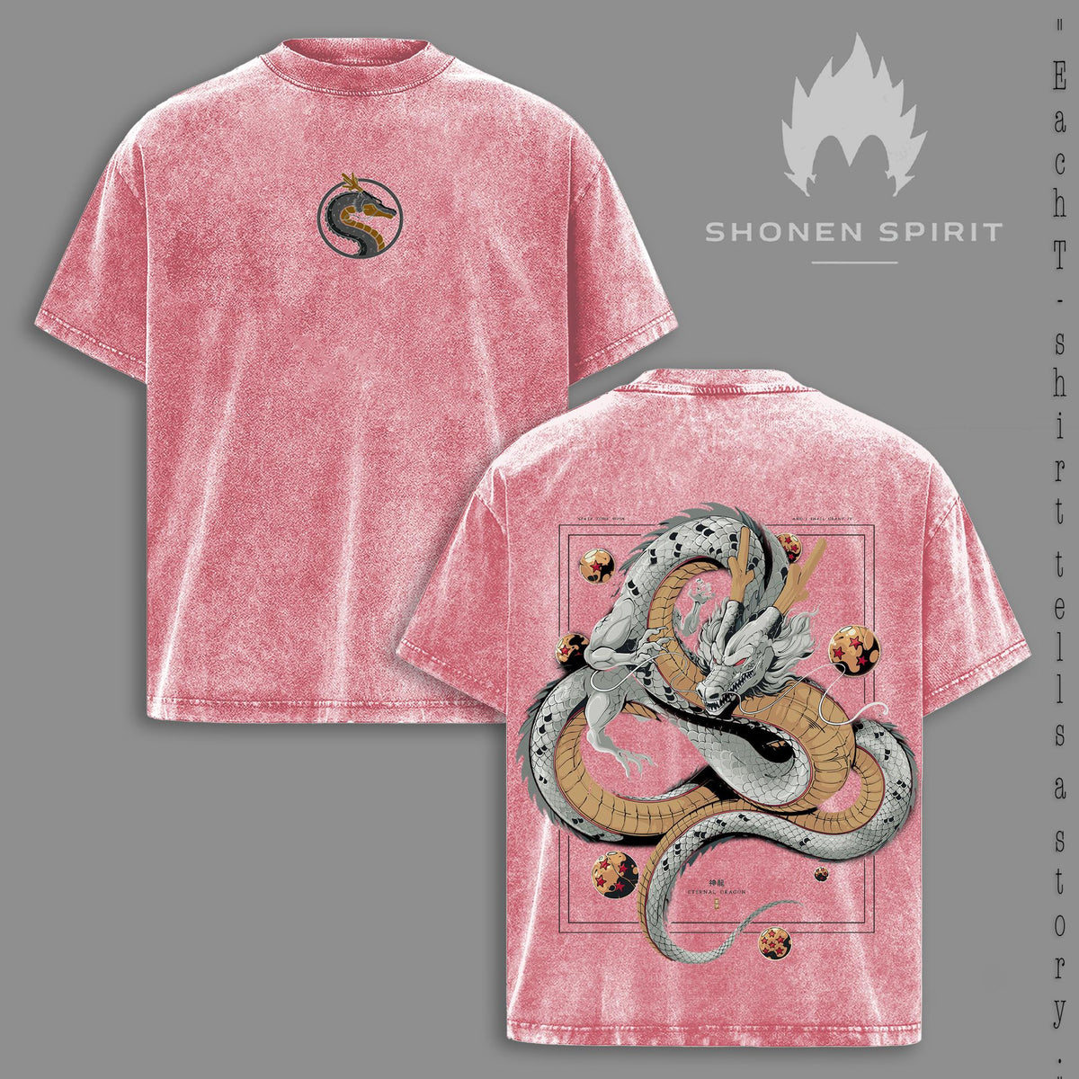 Eternal Dragon T-Shirt, Legendary Dragon Spirit Tee, Mystic Fantasy Graphic Shirt, Vintage Washed Anime-Inspired Top, Oversized Streetwear Outfit, Ancient Power Design, Mythical Creature Apparel, Epic Warrior Aesthetic Tee