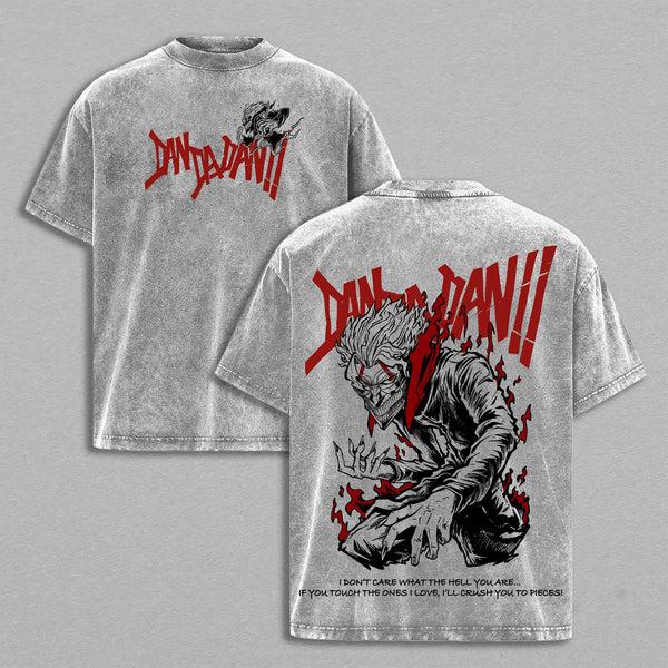 Okarun Dandadan Double Sided Washed T-Shirt, Oversized Vintage Anime Tee, Manga Inspired Streetwear, Unisex Graphic Shirt Apparel