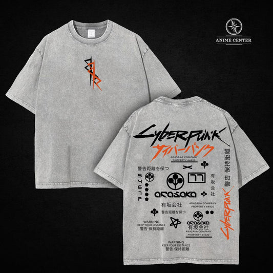 Cyberpunk Arasaka Night City shirt Vintage Unisex Oversized, Cyberpunk Edgerunners Anime Manga Streetwear, Heavyweight Cyberpunk 2077 Gamer Fan Shirt.
