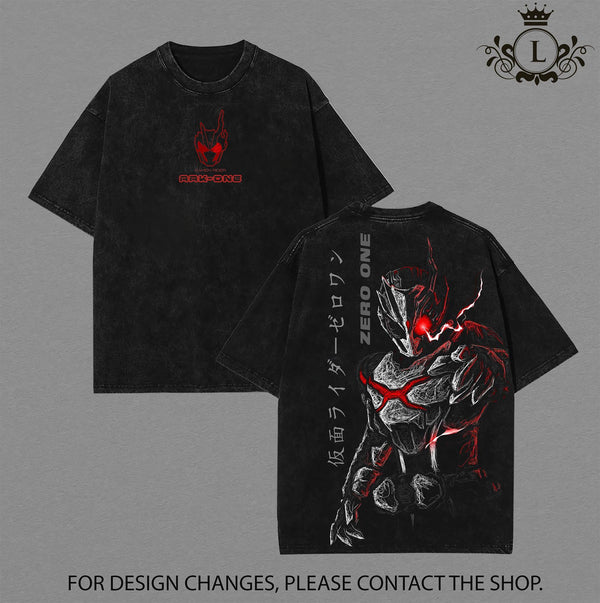 Kamen Rider Zero-One Anime Graphic Oversized Tee | Vintage Japanese Animation Shirt | Heavyweight Cotton Streetwear | Unisex Otaku Aesthetic | Dark Anime Tee | Japanese Art Graphic T-shirt