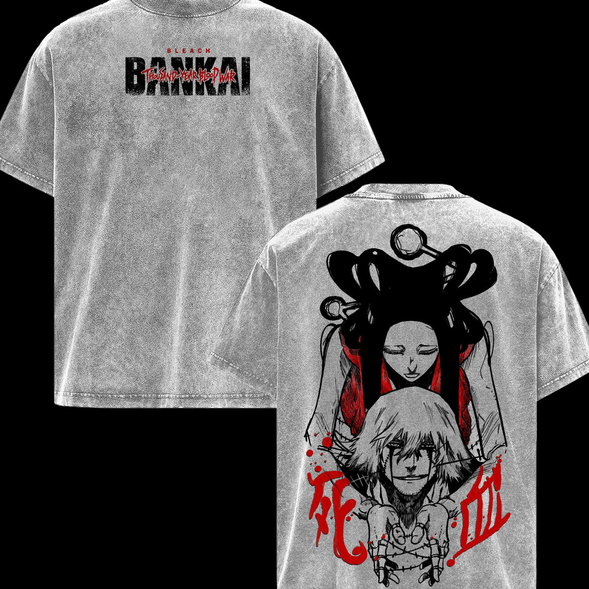 Kisuke Urahara Bankai Bleach TYBW Part 4 Double Sided Graphic Tee, Kannonbiraki Benihime Aratame Oversized Vintage Washed T-Shirt, Soft Cotton Crewneck Casual Unisex Streetwear, Gift for Anime Fans