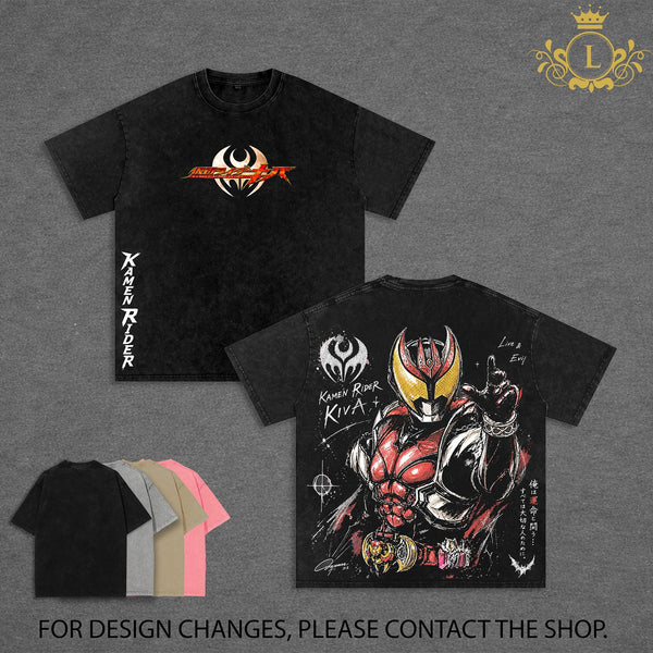 Kamen Rider Kiva Vintage Unisex Oversize Kamen Rider Washed T-shirt, Graphic Tee, Kamen Rider Lover, Kamen Rider Merch Fan, Outfits Men, Boys Merch Top
