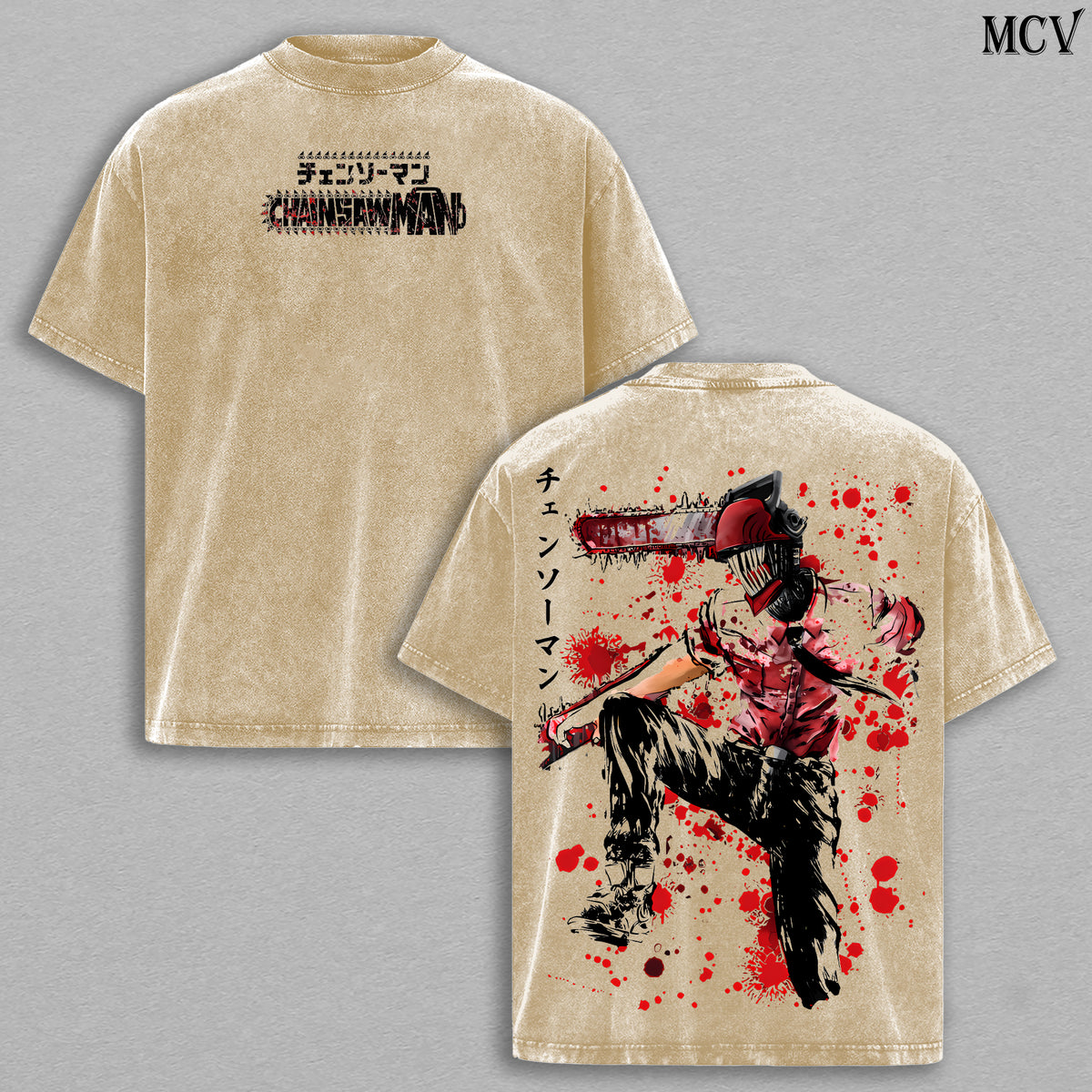 Chainsaw Devil Denji – Chainsaw Man Vintage Washed Anime Graphic T-Shirt Japanese Manga Streetwear