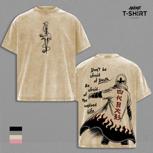Minato Namikaze Graphic Tee Vintage Washed Shirt Unisex Streetwear Anime Shirt Fourth Hokage Cloak Design Naruto Quote Anime T Shirt Gift for Naruto Fans