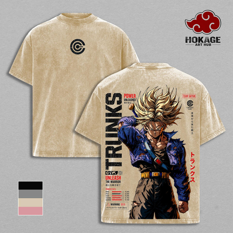 Trunks DBZ T-Shirt, Future Trunks Capsule Corp Graphic Tee, Back Print Vintage 90s Anime Shirt, Graphic Tees Men, Trendy Tshirts, Men's T Shirts, DBZ Streetwear, Unisex Cotton Distressed Tee, Merch For Men, Men Fashion Graphic Tee