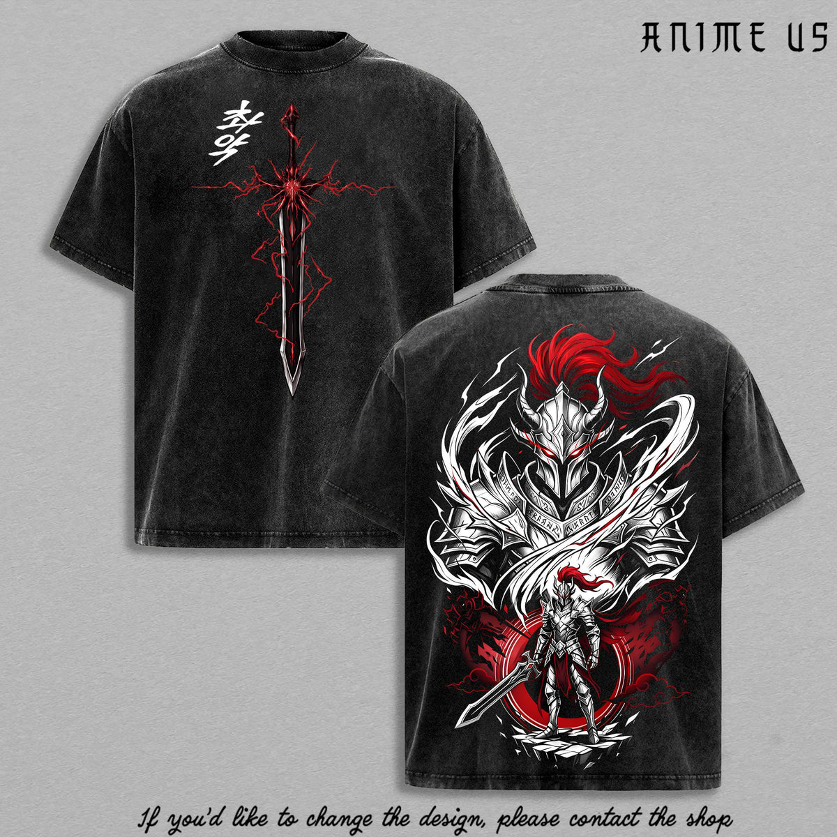Igris Solo Leveling ARISE Vintage Washed T-Shirt | Shadow Knight Commander Graphic Tee | Anime Streetwear Oversized Shirt