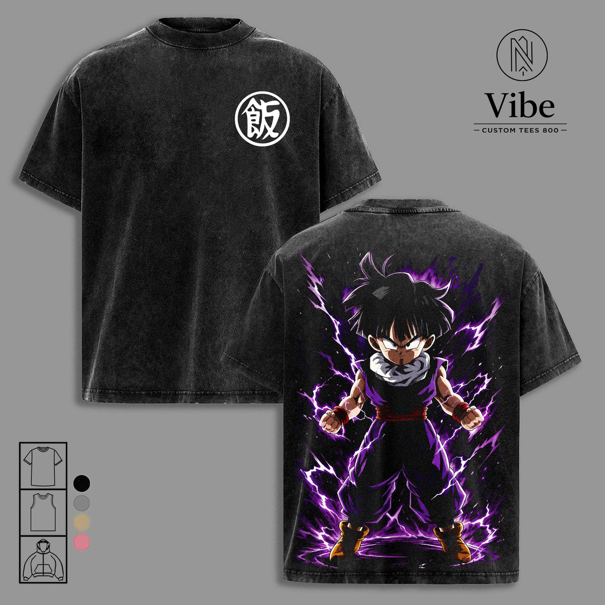 Kid Gohan Beast Aura Masenko Vintage Washed Anime T-Shirt, Tank Top, Sweatshirt, Hoodie Namek Saiyan Warrior Graphic Tee, DBZ Manga Oversized Heavyweight Cotton Streetwear Shirt