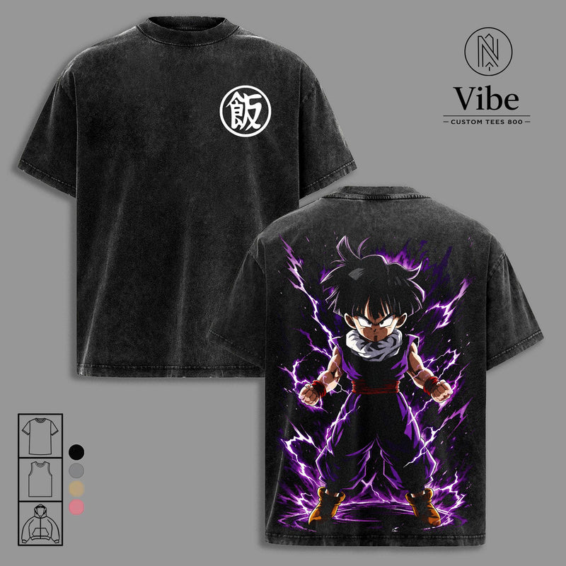 Kid Gohan Beast Aura Masenko Vintage Washed Anime T-Shirt, Tank Top, Sweatshirt, Hoodie Namek Saiyan Warrior Graphic Tee, DBZ Manga Oversized Heavyweight Cotton Streetwear Shirt