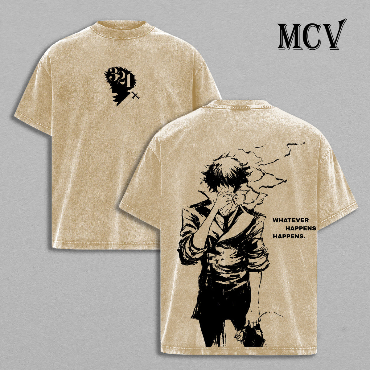 Cowboy Bebop Washed T-Shirt, Vintage Anime Oversized Tee, Heavy Cotton Streetwear Shirt