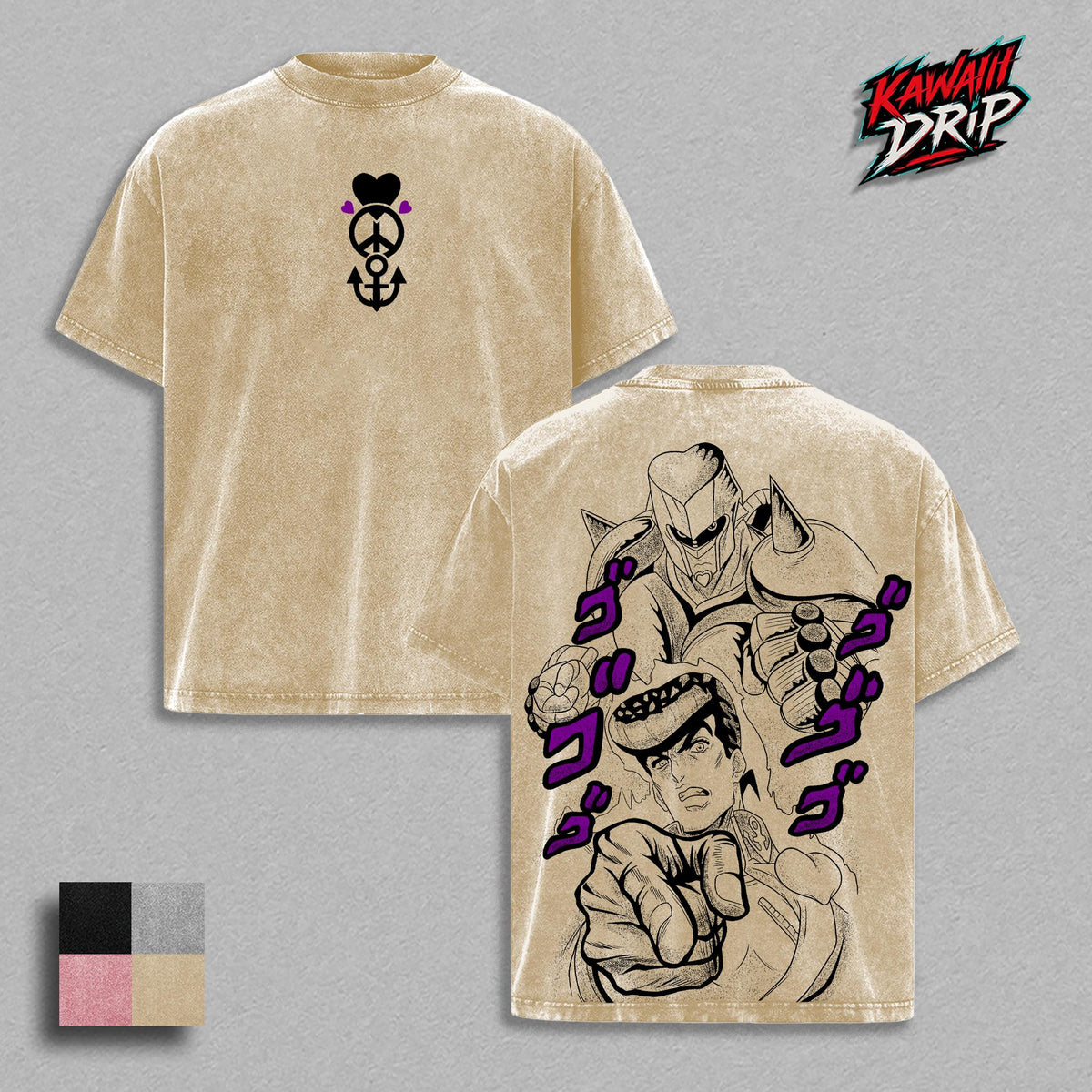 Josuke Higashikata JoJo Shirt & Hoodie | Crazy Diamond Stand Anime Graphic Tee Hoodie Set | JoJo’s Bizarre Adventure Manga Streetwear | Vintage Clothing Washed Oversized Heavyweight Cotton T-Shirt Hoodie | JJBA Fan Merch Unisex Casual Wear