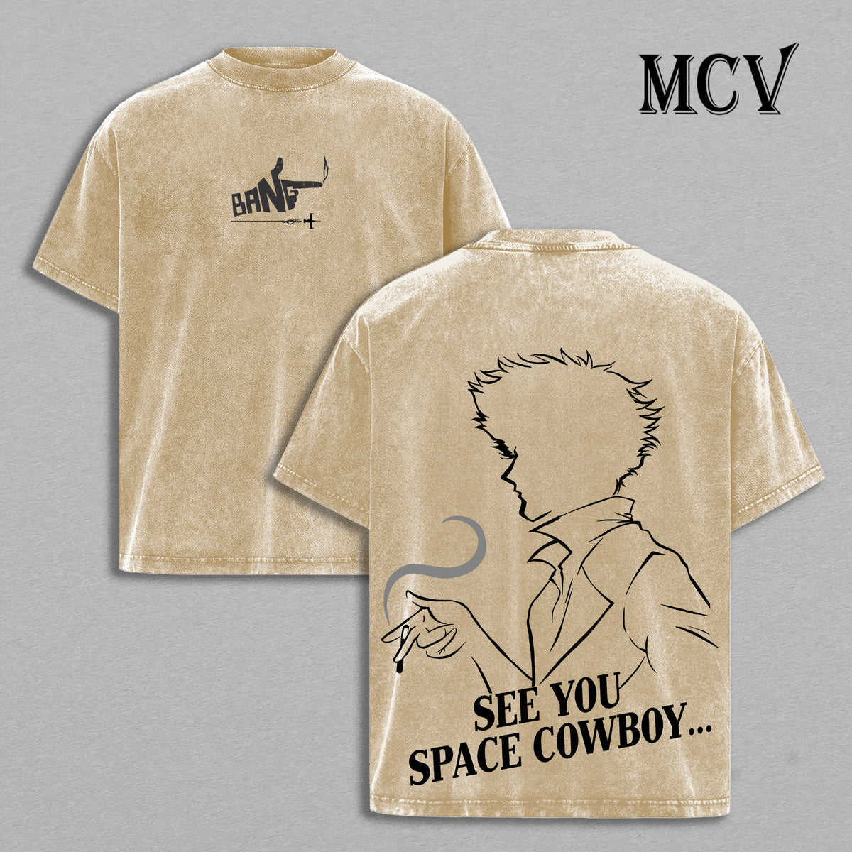 Cowboy Bebop Anime Washed Tee, Retro Graphic T-Shirt, Vintage Oversized Cotton Fashion