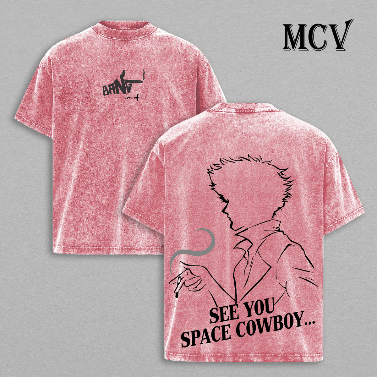 Cowboy Bebop Anime Washed Tee, Retro Graphic T-Shirt, Vintage Oversized Cotton Fashion
