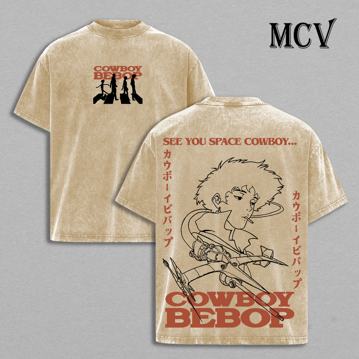 Spike Spiegel Cowboy Bebop T-Shirt, Vintage Washed Anime Heavyweight Oversized Tee