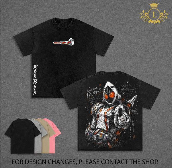 Kamen Rider Fourze Vintage Washed T Shirt, Tokusatsu Inspired Streetwear, Retro Superhero Graphic Tee, Heavyweight Cotton Oversized Shirt, Dark Aesthetic Manga Apparel, Unisex Anime Streetwear, Vintage Hero Graphic Tee, Trending Streetwear 2026