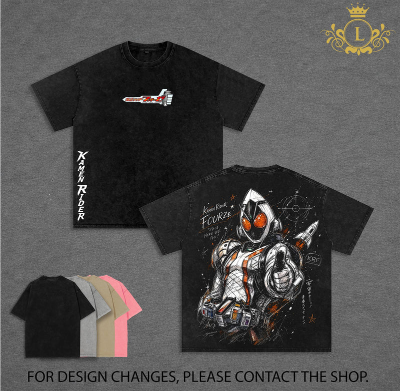 Kamen Rider Fourze Vintage Washed T Shirt, Tokusatsu Inspired Streetwear, Retro Superhero Graphic Tee, Heavyweight Cotton Oversized Shirt, Dark Aesthetic Manga Apparel, Unisex Anime Streetwear, Vintage Hero Graphic Tee, Trending Streetwear 2026