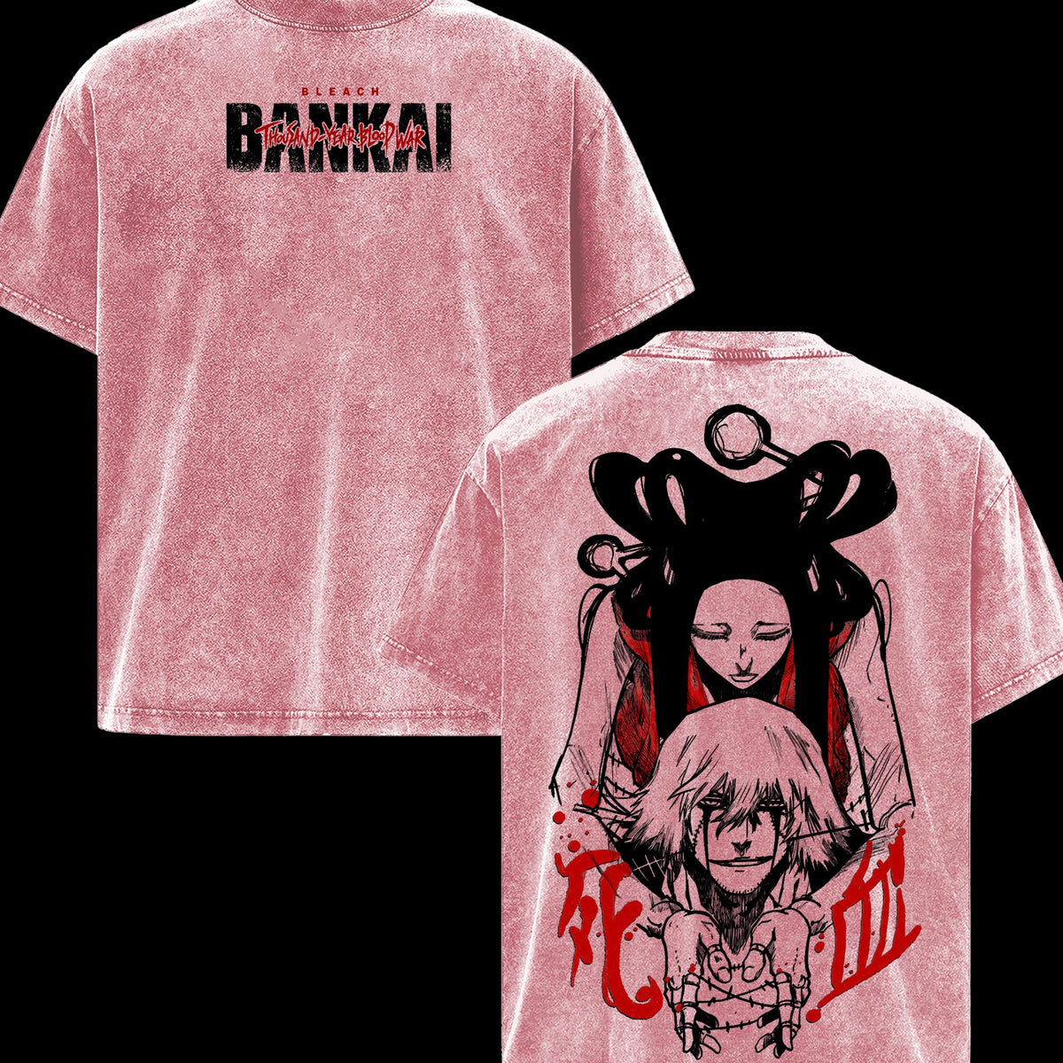 Kisuke Urahara Bankai Bleach TYBW Part 4 Double Sided Graphic Tee, Kannonbiraki Benihime Aratame Oversized Vintage Washed T-Shirt, Soft Cotton Crewneck Casual Unisex Streetwear, Gift for Anime Fans