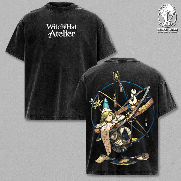Witch Hat Atelier - Coco Magic Circle Vintage Washed Oversized T-Shirt, Anime Graphic Tee, Trendy Streetwear Clothes Men’s Clothing Gift for Anime Fans