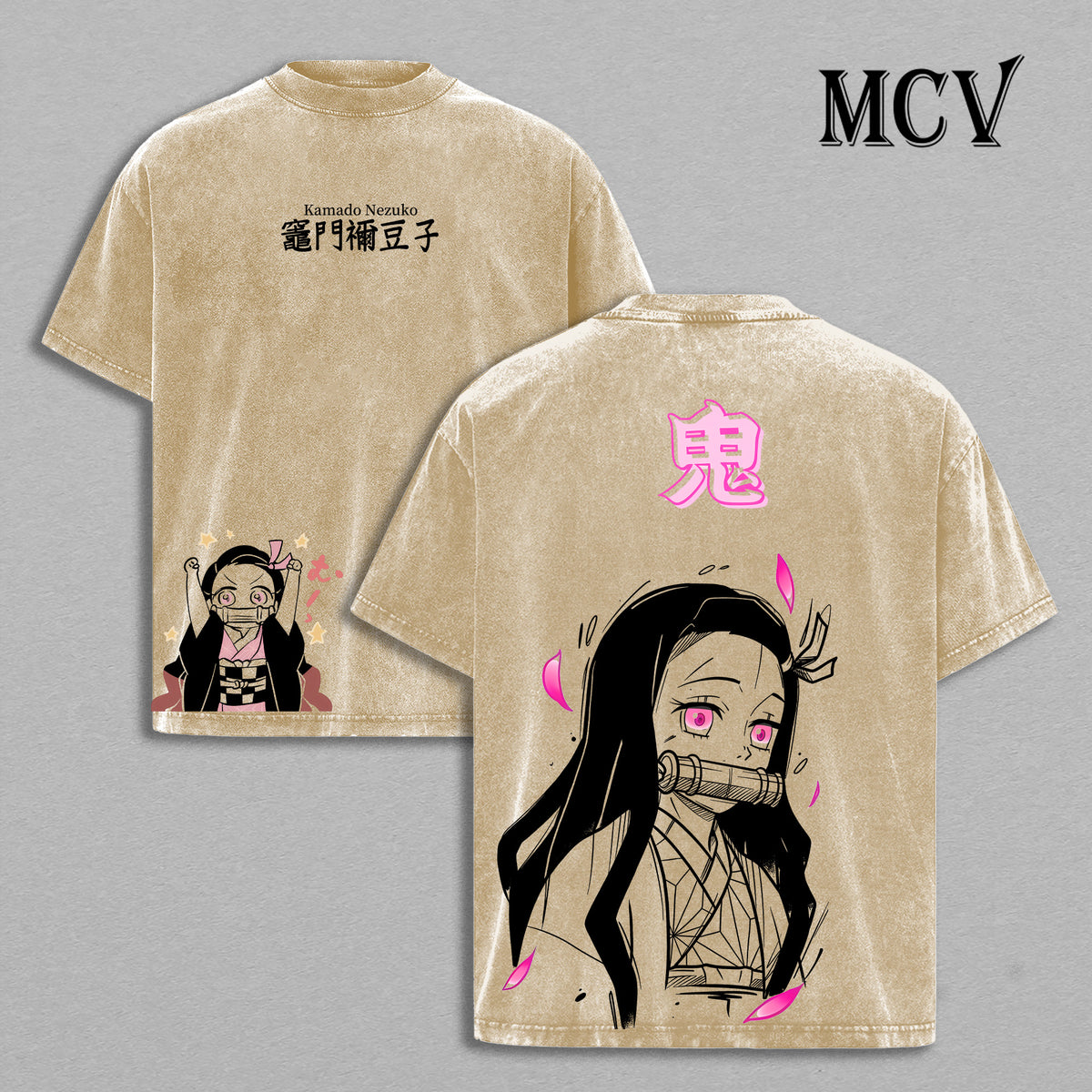 Nezuko Kamado Demon Slayer Washed T-Shirt, Vintage Anime Oversized Tee, Heavy Cotton Shirt