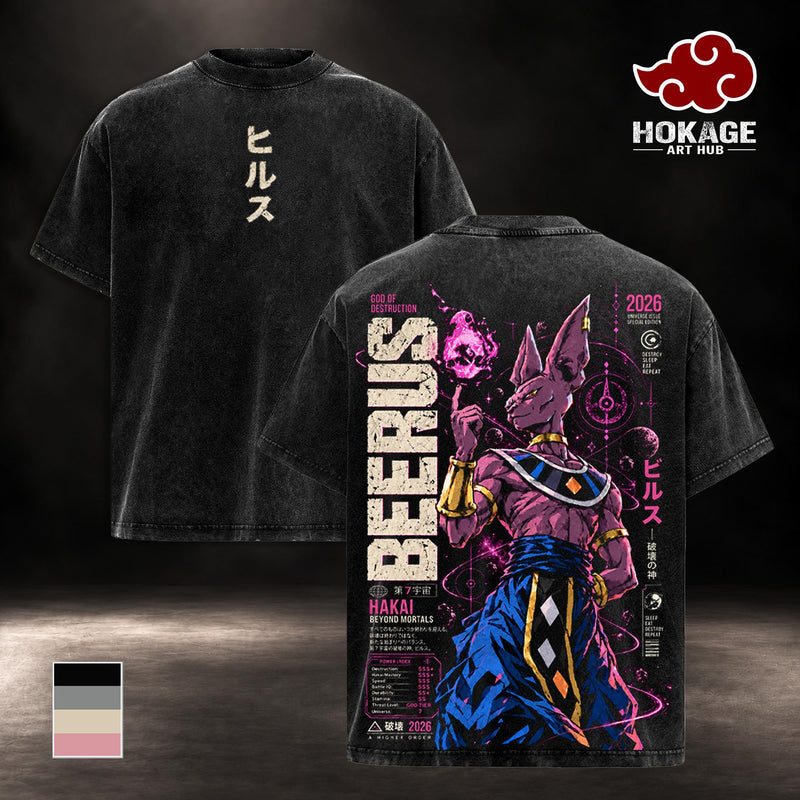 Beerus DBS Beerus Chapter 1 Hoodie, Sweatshirt, T-Shirt & Tank Top – God of Destruction Universe 7 Hakai Episode 1 Anime Manga Graphic | Back Print Vintage 90s Anime Shirt | DBZ Streetwear | Heavy Cotton Oversized Unisex