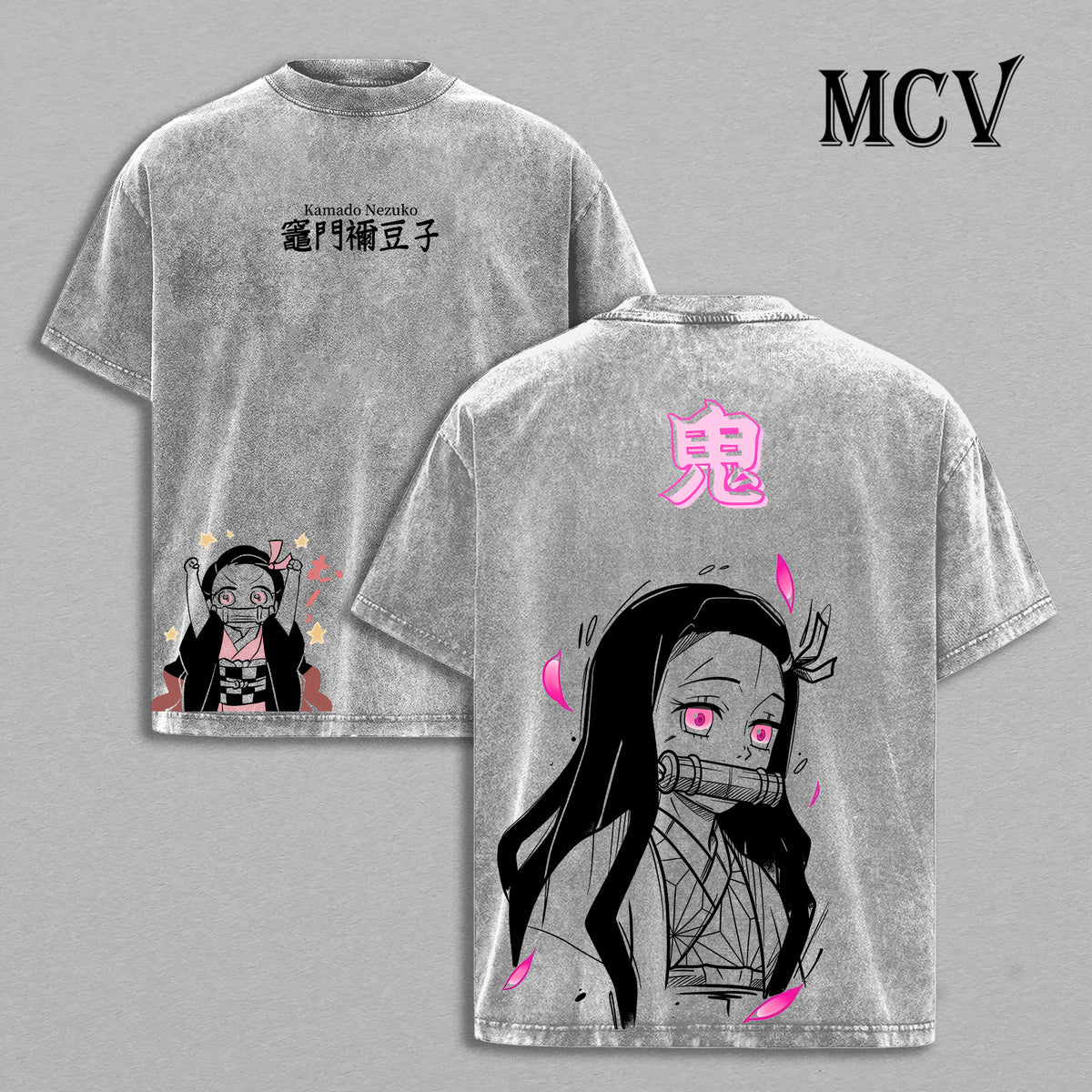 Nezuko Kamado Demon Slayer Washed T-Shirt, Vintage Anime Oversized Tee, Heavy Cotton Shirt