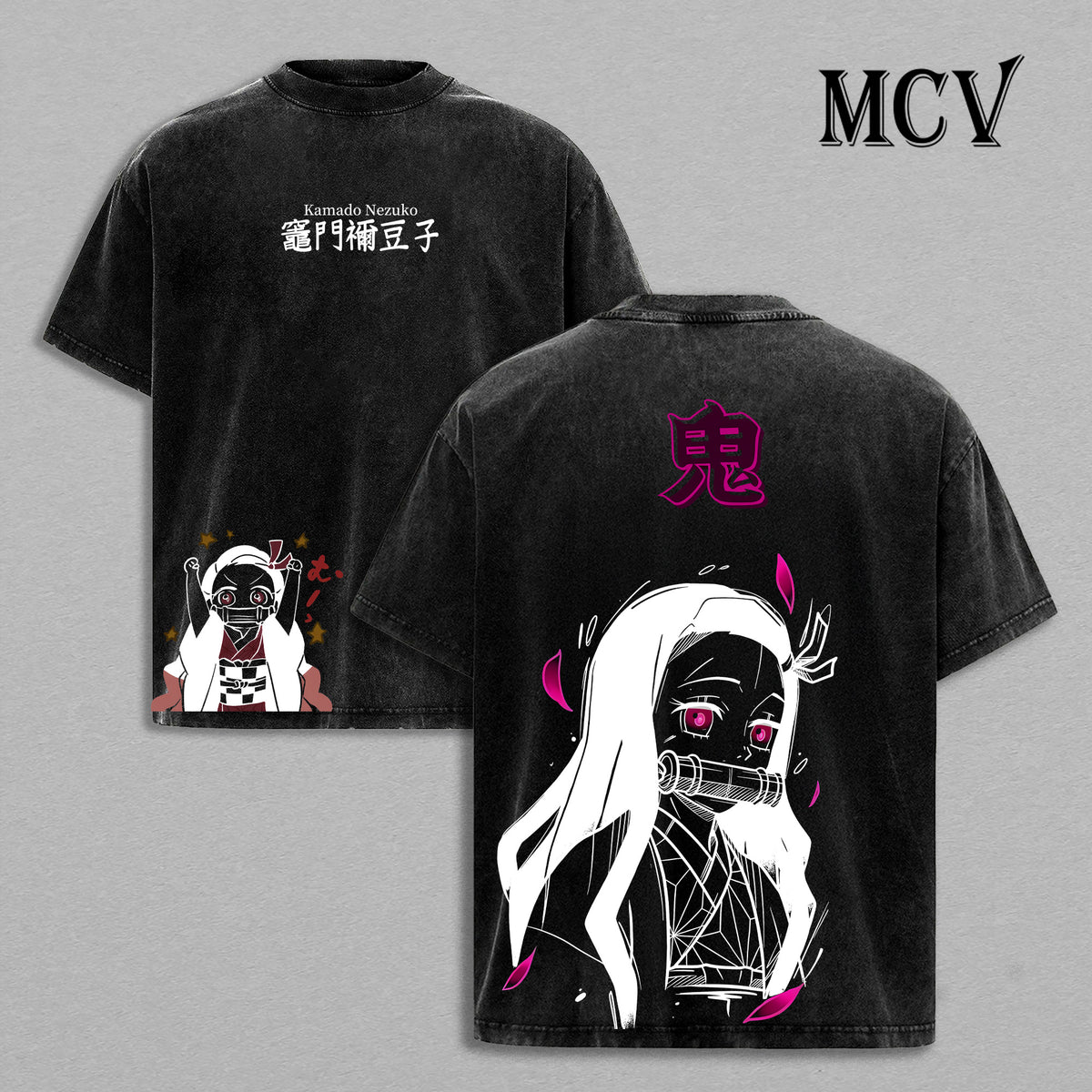 Nezuko Kamado Demon Slayer Washed T-Shirt, Vintage Anime Oversized Tee, Heavy Cotton Shirt
