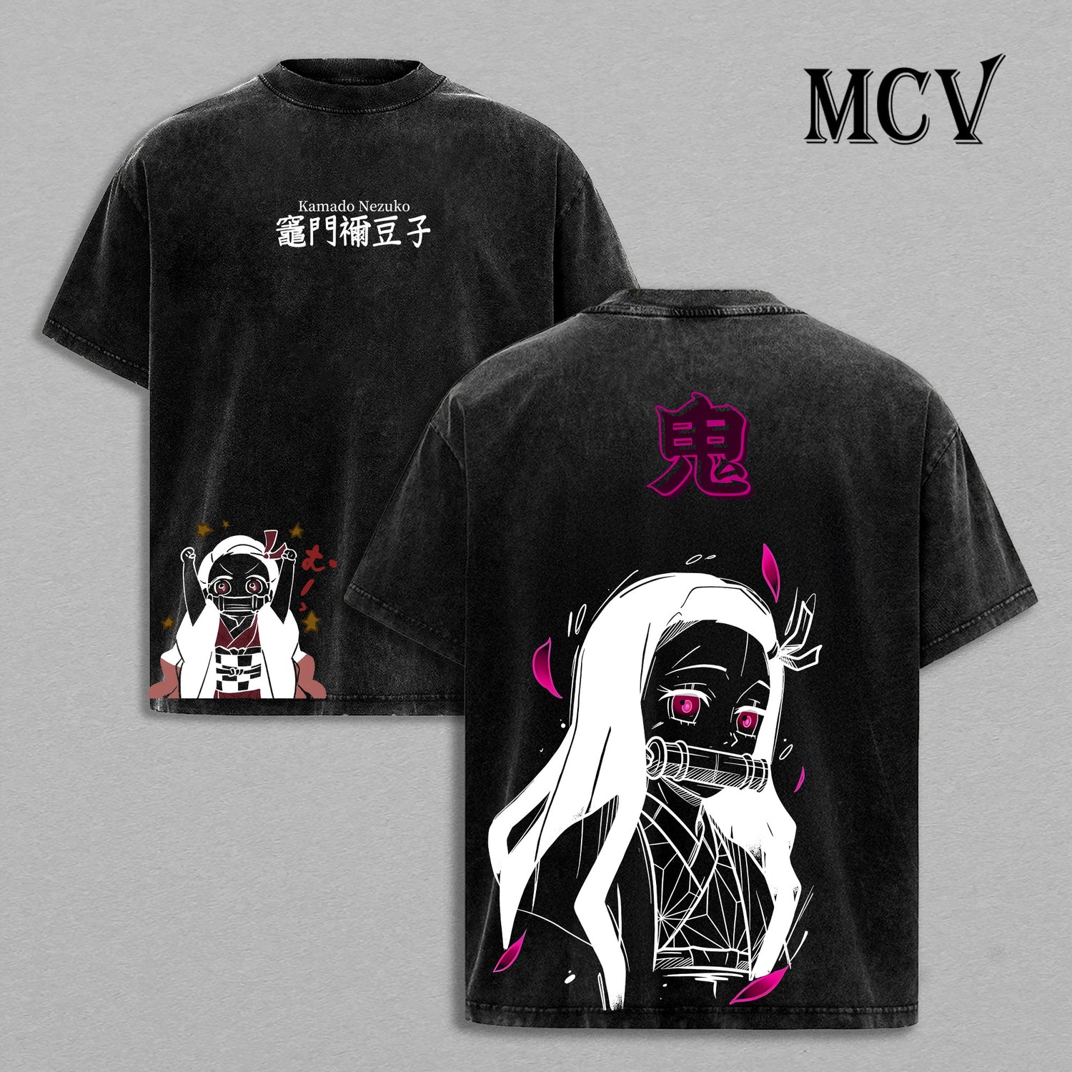 Nezuko Kamado Demon Slayer Washed T-Shirt, Vintage Anime Oversized Tee, Heavy Cotton Shirt