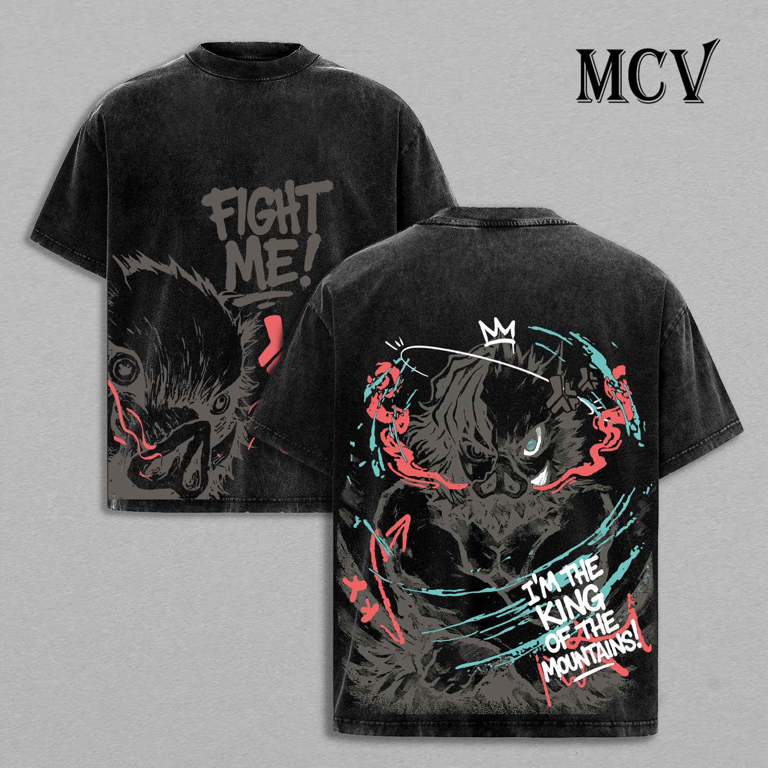 Inosuke Hashibira Demon Slayer Washed T-Shirt, Vintage Anime Oversized Tee, Heavy Cotton Shirt