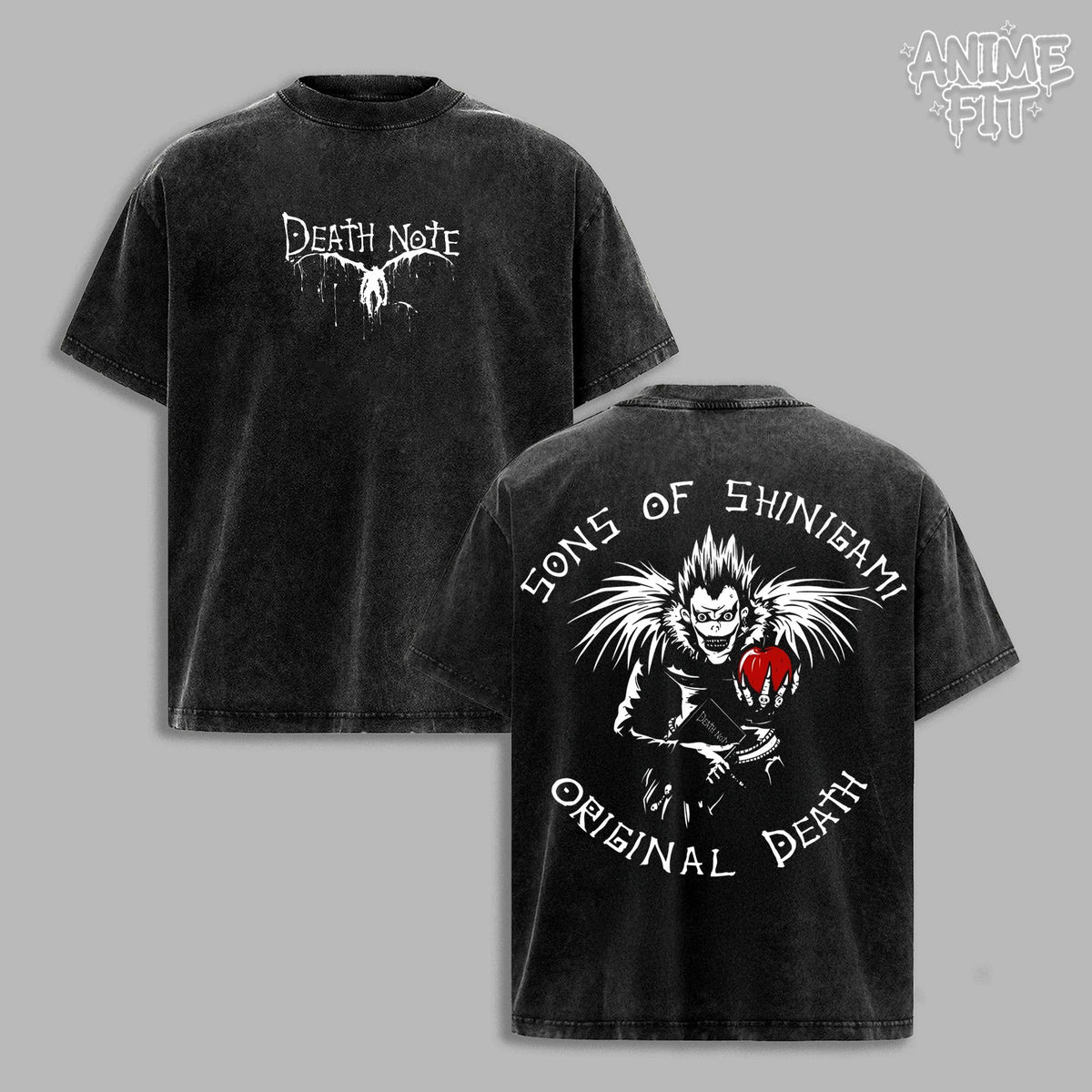 Shinigami Apple God Ryuk Oversize T-Shirt & Hoodie Death Note Anime Inspired Heavyweight Acid Washed Graphic Streetwear, unisex menswear otaku merch gift for fan