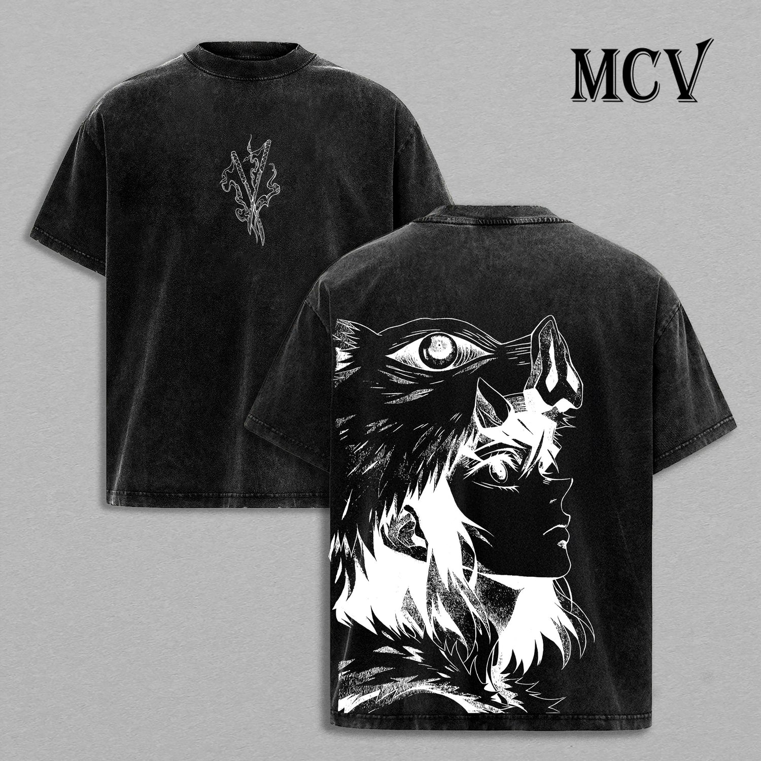 Inosuke Anime Washed Tee, Demon Slayer Graphic T-Shirt, Vintage Streetwear Fashion