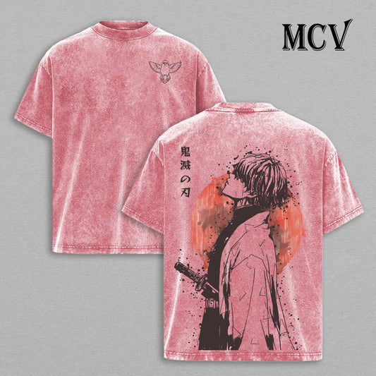 Zenitsu Agatsuma Demon Slayer Washed T-Shirt, Vintage Anime Oversized Tee, Heavy Cotton Shirt