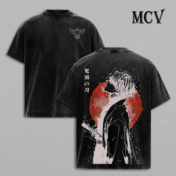 Zenitsu Agatsuma Demon Slayer Washed T-Shirt, Vintage Anime Oversized Tee, Heavy Cotton Shirt
