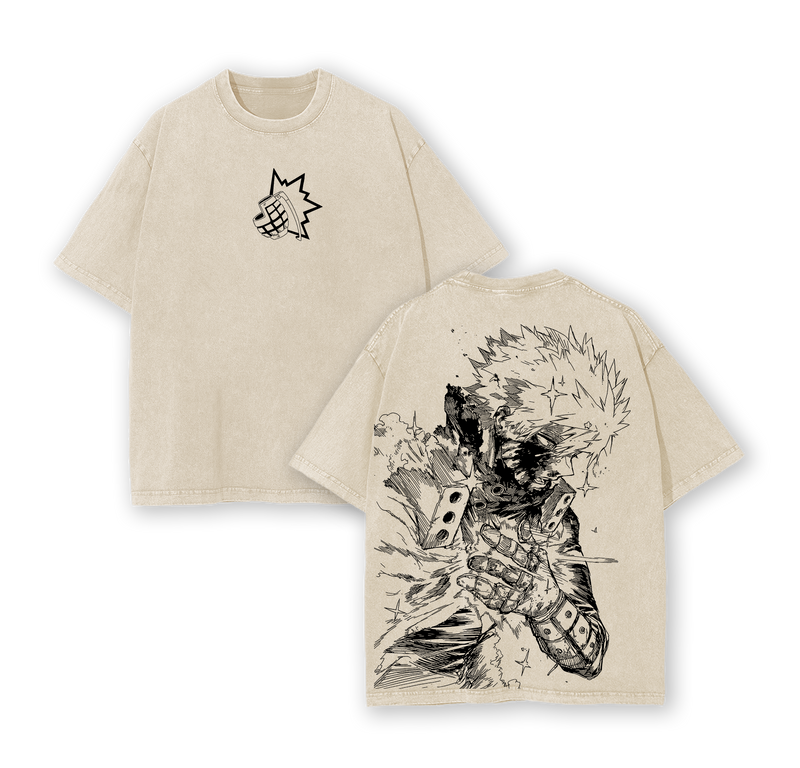 Katsuki Bakugo - My Hero Academia Anime Double Printed Vintage Washed Tee