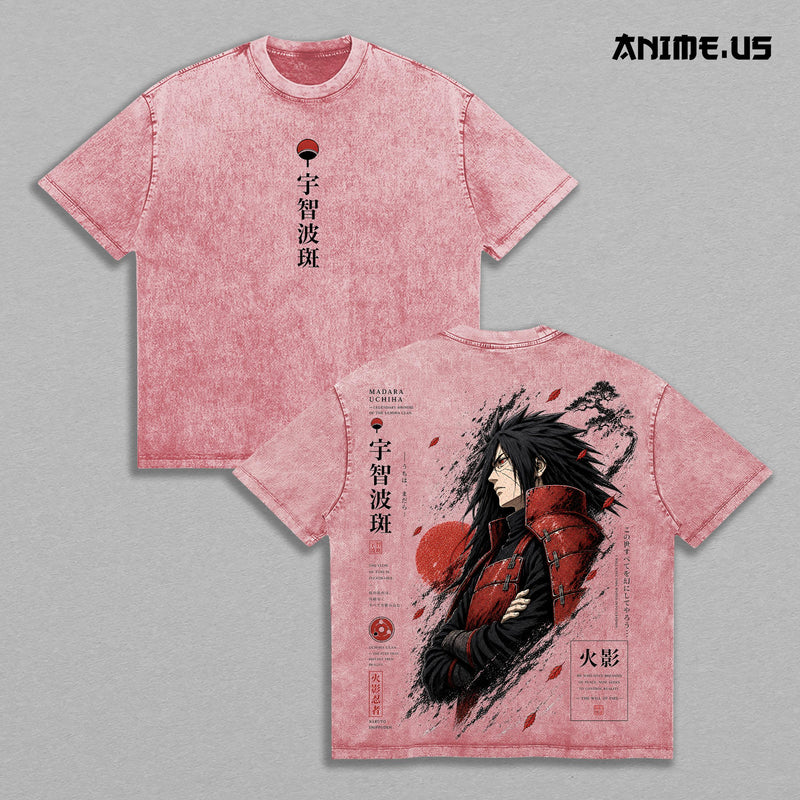 Madara Uchiha Naruto Legendary Shinobi Anime Graphic Vintage Shirt, Eternal Mangekyo Sharingan Uchiha Clan Double Printed Tee Heavyweight Cotton Streetwear