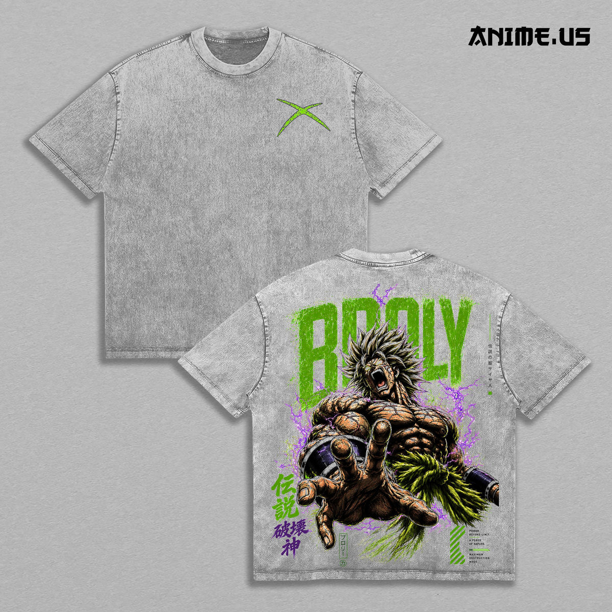 Legendary Super Saiyan Broly DBZ Anime Graphic Vintage Shirt, Saiyan Berserker Unstoppable Power Double Printed Tee Heavyweight Cotton Streetwear
