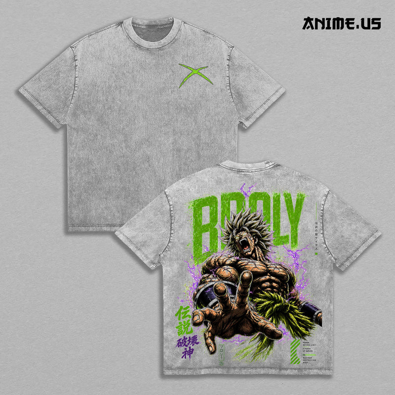 Legendary Super Saiyan Broly DBZ Anime Graphic Vintage Shirt, Saiyan Berserker Unstoppable Power Double Printed Tee Heavyweight Cotton Streetwear