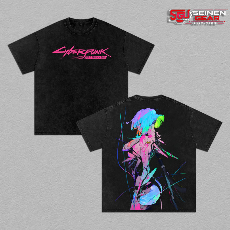 Lucy Cyberpunk Edgerunners Vintage Washed Oversized T-Shirt