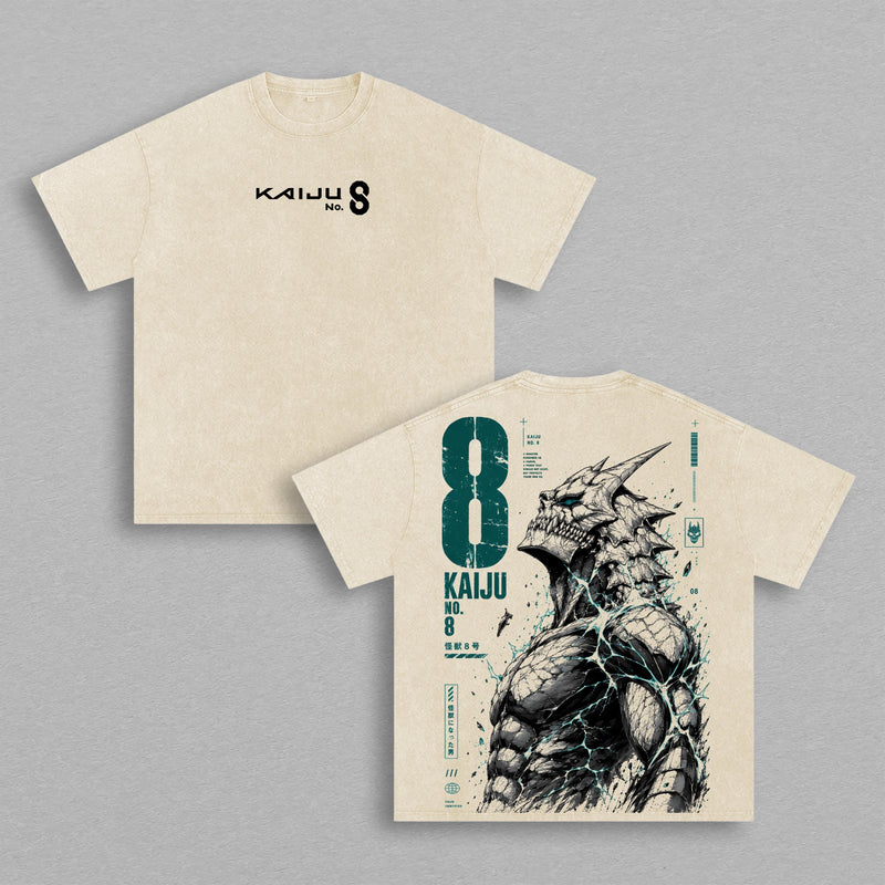 Kafka Hibino Kaiju No. 8 Washed Tee, Anime Graphic T-Shirt, Double Printed Manga Artwork, Heavy Cotton Unisex Oversized Vintage Streetwear Top
