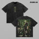 Roronoa Zoro Three-Sword Style OnePiece Anime Graphic Tee King of Hell Swordsman Vintage Washed Oversized T-Shirt Manga Art Heavyweight Cotton Streetwear Back Print Shirt